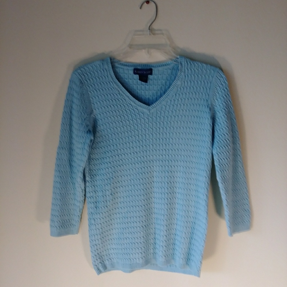 Karen Scott Small Cable Knit Sweater Blue